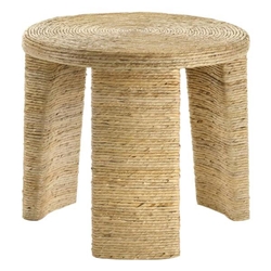 Artina Woven Rattan Round Side End Table - Natural - Brown 