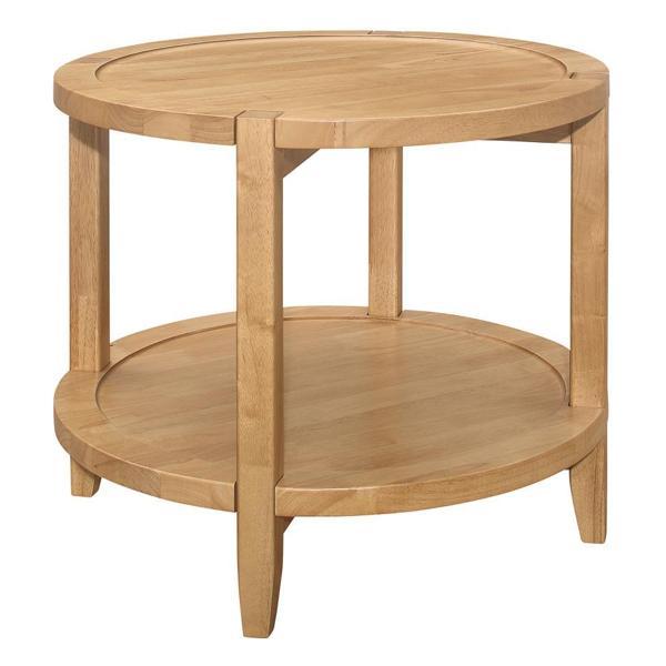 Camillo Round Solid Wood Side End Table - Maple - Brown 