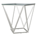 Brittania Square Glass Top Geometric End Table - Nickel Finish Metal - Silver - COA5760