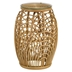 Dahlia Round Glass Top Woven Rattan End Table - Natural - Brown