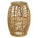 Dahlia Round Glass Top Woven Rattan End Table - Natural - Brown - COA5762