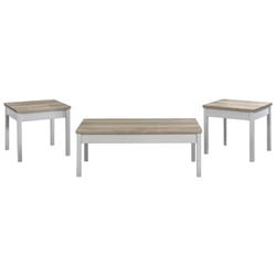 Stacie Coffee Table Set - Distressed Pine and White - Brown - 3-Piece 