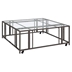 Adri Square Glass Top Coffee Table with Casters - Black Nickel