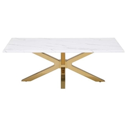 Visalia Faux Marble Top Stainless Steel Coffee Table - Gold 