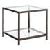 Trini 1-Shelf Glass Top Side End Table - Black Nickel Finish Metal