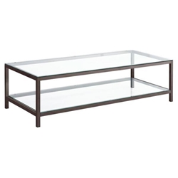 Trini 1-Shelf Glass Top Coffee Table - Black Nickel - Clear 