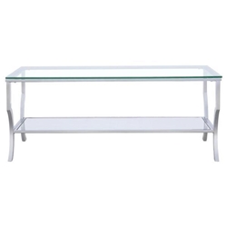 Saide Rectangular Glass Top Coffee Table - Chrome - Silver 