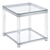 Anne Square Glass Top Acrylic Leg Side End Table - Chrome - Silver