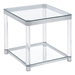 Anne Square Glass Top Acrylic Leg Side End Table - Chrome - Silver - COA5836