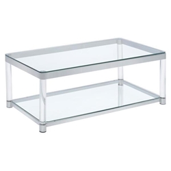 Anne Rectangular Glass Top Acrylic Leg Coffee Table - Chrome - Silver 