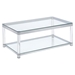 Anne Rectangular Glass Top Acrylic Leg Coffee Table - Chrome - Silver - COA5837