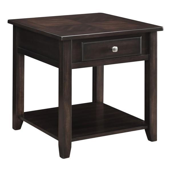 Bradford 1-Drawer Square Wood End Table - Walnut - Brown 