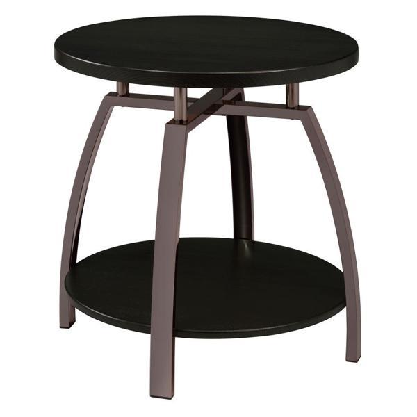 Dacre Round Engineered Wood Top Side End Table - Dark Grey - Black 