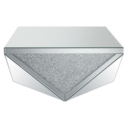 Amore Square Mirrored Acrylic Crystal Coffee Table - Silver 