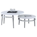 Avilla Round Marble Top Coffee Table Set - White - Chrome Finish Metal Base - 2-Piece