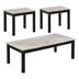 Bates Coffee Table Set with White Faux Marble Top and Black Base - White - 3-Piece