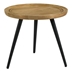 Zoe Round Mango Wood Side End Table Natural and Black - Brown