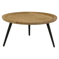 Zoe Round Mango Wood Coffee Table Natural and Black - Brown 