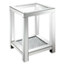 Valentina 1-Shelf Square Glass Top Side End Table - Silver Mirror Finish