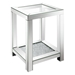 Valentina 1-Shelf Square Glass Top Side End Table - Silver Mirror Finish - COA5960