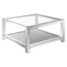 Valentina 1-Shelf Square Glass Top Coffee Table - Silver Mirror Finish Legs - COA5961