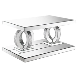 Breena Rectangular Mirrored Acrylic Coffee Table - Silver 