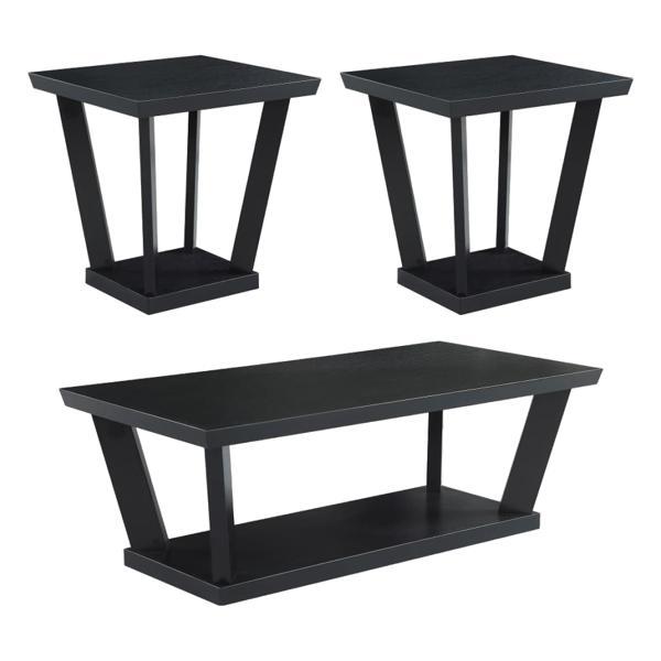 Aminta Coffee and End Table Set - Black - 3-Piece 