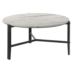 Tandi Round Faux Marble Coffee Table White and Black 