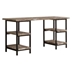 Kemper 4-Shelf Writing Desk - Weathered Brown - Black Finish Metal Legs