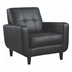 Aaron Accent Chair with Decorative Stitching - Black Leatherette - Cappuccino Finish Legs