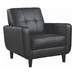 Aaron Accent Chair with Decorative Stitching - Black Leatherette - Cappuccino Finish Legs - COA6256