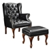 Roberts Upholstered Wingback Chair and Ottoman Set - Black - COA6258