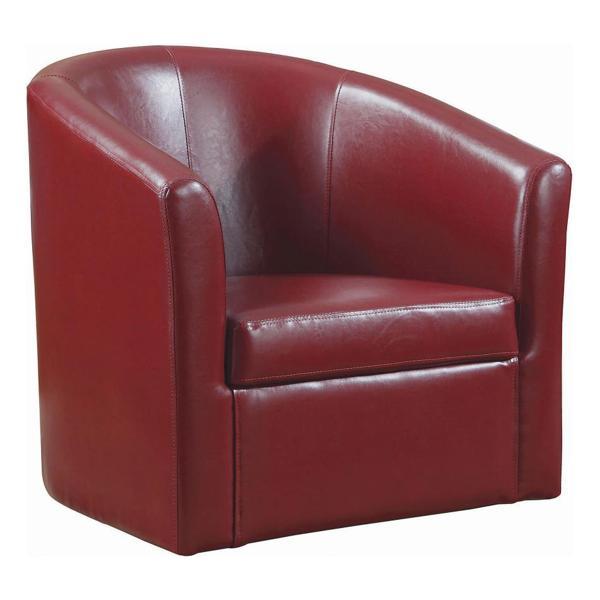 Turner Upholstered Barrel Back Swivel Chair - Red Leatherette 