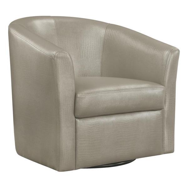 Turner Upholstered Barrel Back Swivel Chair - Champagne 