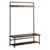 Alise 5 Hook Coat Rack Hall Tree with Shoe Bench - Chestnut - Brown