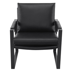 Rosalind Accent Chair - Black Smooth Vegan Leather - Gunmetal Finish Frame 