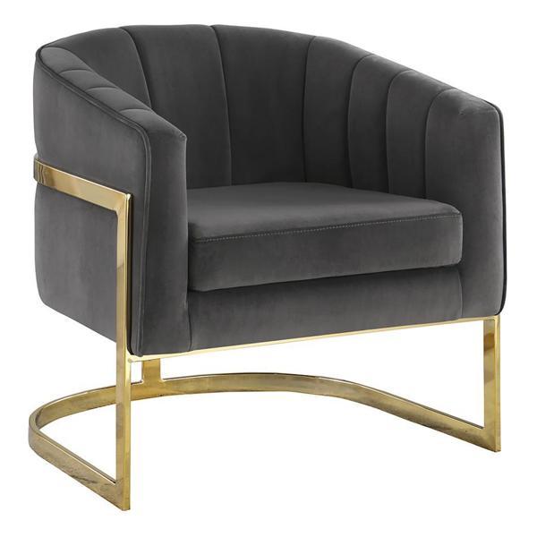 Alamor Accent Chair with Gold Frame - Dark Grey Velvet 