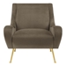 Ricci Accent Chair with Saddle Arm - Truffle Velvet Upholstery - Gold Metal Legs - Brown - COA6365