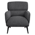 Andrea Accent Chair with Wood Frame - Grey Fabric - Black Metal Legs