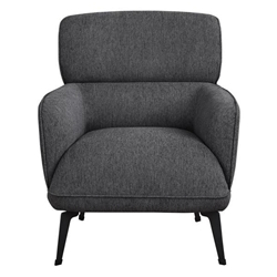 Andrea Accent Chair with Wood Frame - Grey Fabric - Black Metal Legs 