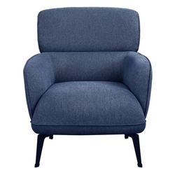 Andrea Accent Chair - Blue Upholstery - Black Metal Legs 