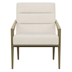 Kirra Accent Chair with Upholstered Seat and Back - Cream Fabric - Gold Finish Metal Frame and Arms - White