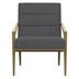 Kirra Accent Chair with Upholstered Seat and Back - Dark Grey Fabric - Gold Finish Metal Frame and Arms