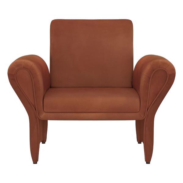 Liana Accent Armchair - Rust Orange Fabric - Rust Finish Legs - Brown 