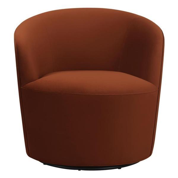 Joyce Upholstered Barrel Back Swivel Chair - Burnt Orange 