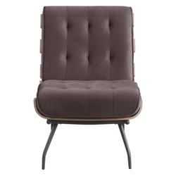 Aloma Accent Chair - Brown Fabric - Dark Brown Finish Legs 