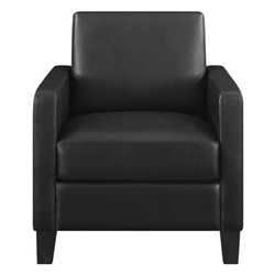 Julio Accent Chair with Black Faux Leather Fabric - Black Finish Legs 