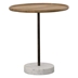 Ginevra Wood Top Marble Base Table Natural and White - Brown