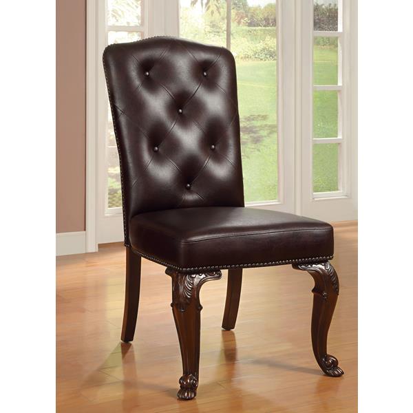 Raene Traditional Faux Leather Nail Head Trim Side Chairs - Set of Two 