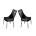 Eisen Contemporary Faux Leather Side Chairs in Black - Set of Two